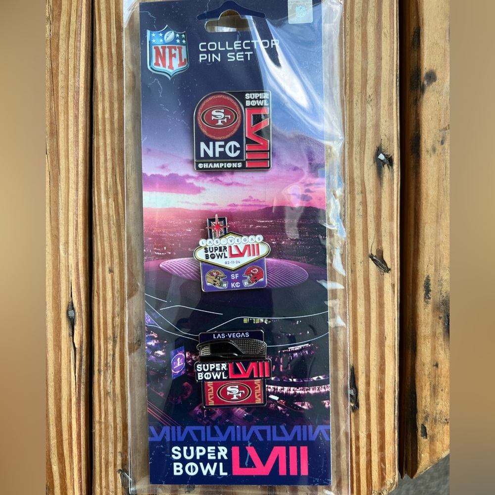Super Bowl 58 Collectors Pin Set. Kansas City Chiefs San Fransisco 49ers